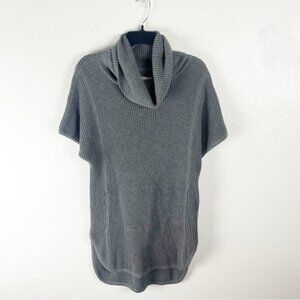 UGG Gray Shelby Cowl Neck Knit Short Sleeves Round Hem Tunic Sweater, Size Large